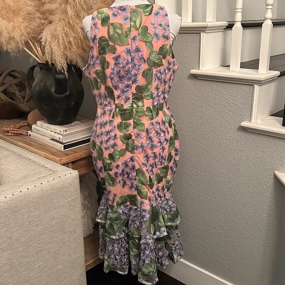 Anthropologie VONE Kirana Floral Embroidered Floral Lace Dress Size 12 - Picture 6 of 9